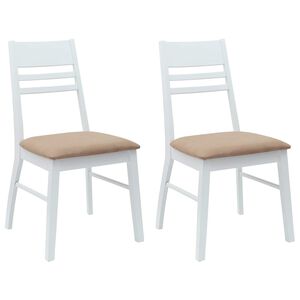 vidaXL Matstolar 2 st Massiv Gummitr&auml; Vit 43 x 54 x 89 cm