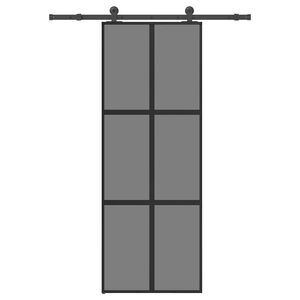 vidaXL Skjutd&ouml;rr med beslagset h&auml;rdat glas och aluminium 76x205 cm