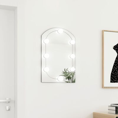 vidaXL Spegel med LED-lampor 60x40 cm glas valvformad