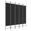 vidaXL Rumsavdelare 5 paneler svart 200x200 cm tyg