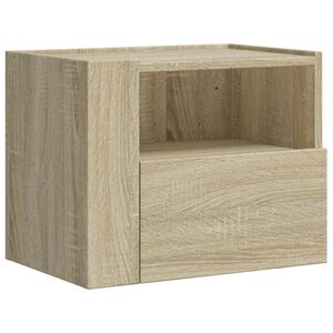 vidaXL V&auml;ggmonterat s&auml;ngbord sonoma-ek 45x30x35 cm