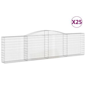 vidaXL Gabioner b&aring;gformade 25 st 400x30x100/120 cm galvaniserat j&auml;rn