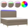 vidaXL Rams&auml;ng med madrass & LED taupe 180x200 cm tyg