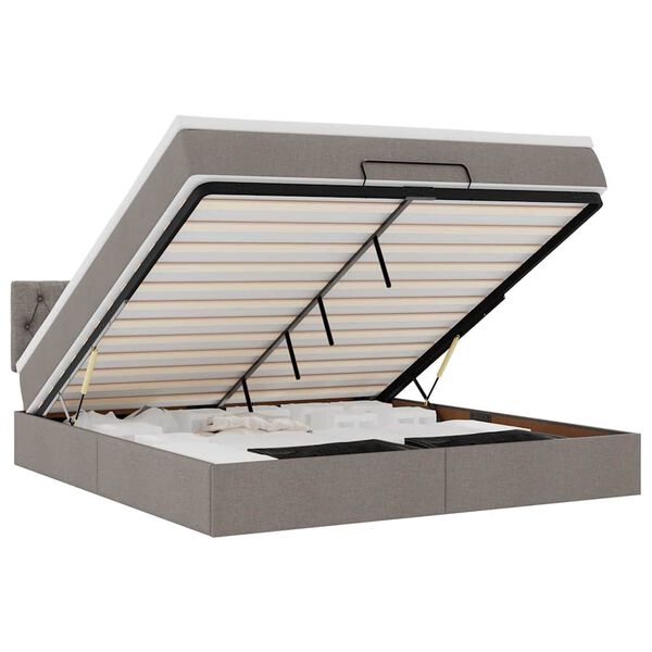 vidaXL Ottomansk säng med madrass och LED-lampor taupe 180x200cm tyg
