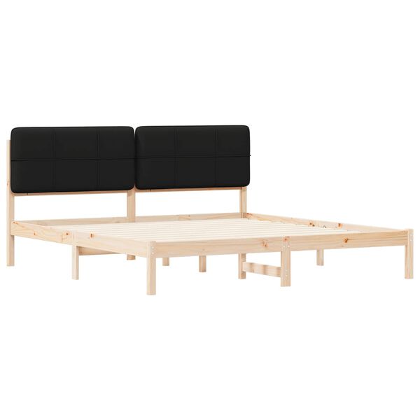 vidaXL S&auml;ngram med Kl&auml;dd Huvudgavel Svart 180 x 200 cm Massiv furu