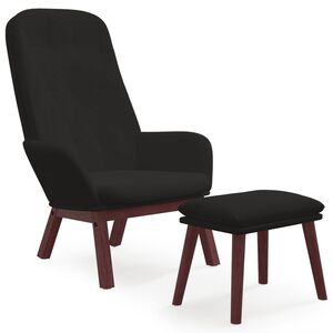 vidaXL Vilstol med fotpall svart sammet