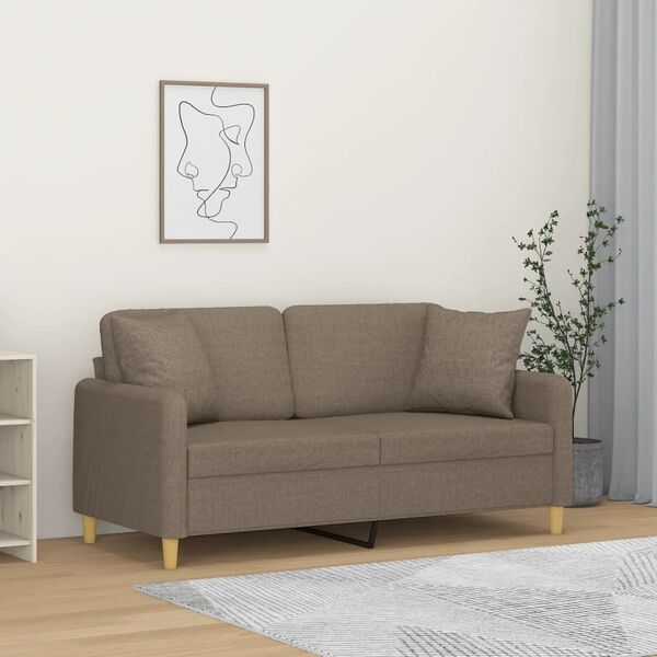 vidaXL 2-sitssoffa med kuddar&dynor taupe 140 cm tyg