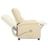 vidaXL Massagefåtölj med uppresningshjälp gräddvit äkta läder