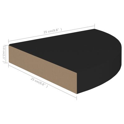 vidaXL Svävande hörnhyllor 4 st svart 25x25x3,8 cm MDF