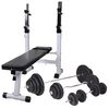 vidaXL Tr&auml;ningsb&auml;nk set med viktst&auml;llning skivst&aring;ng och hantlar 120 kg