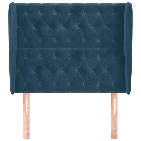 vidaXL S&auml;nggavel med kanter m&ouml;rkbl&aring; 103x23x118/128 cm sammet