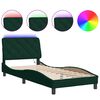vidaXL Bed Frame with LED without Mattress Dark Green 90x200 cm Velvet