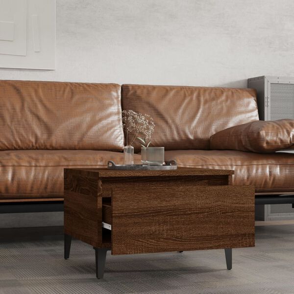 vidaXL Sidobord brun ek 50x46x35 cm konstruerat trä