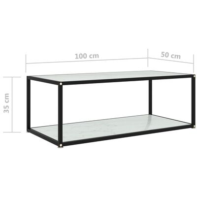 vidaXL Soffbord vit 100x50x35 cm härdat glas