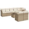 vidaXL Soffgrupp f&ouml;r tr&auml;dg&aring;rden med dynor 9 delar beige konstrotting