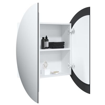 vidaXL Badrumsskåp med rund spegel och LED vit 54x54x17,5 cm
