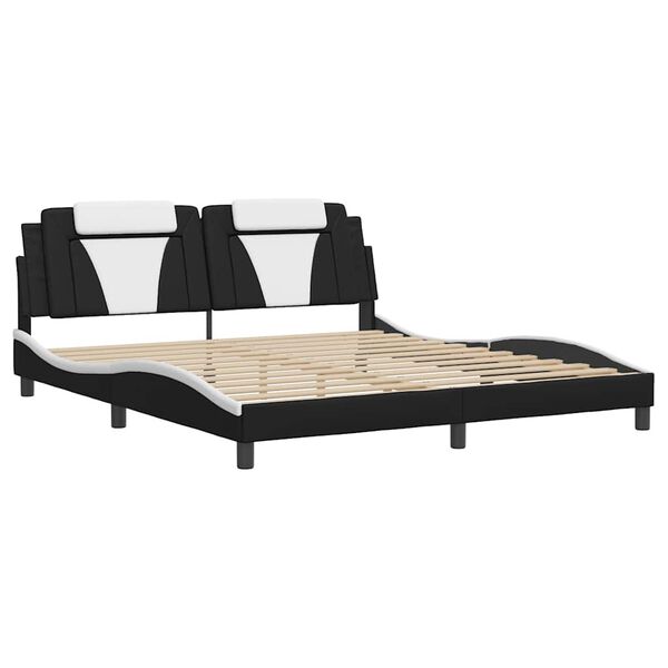 vidaXL Bed Frame "Viana" without Mattress Black and White 180x200 cm Faux Leather