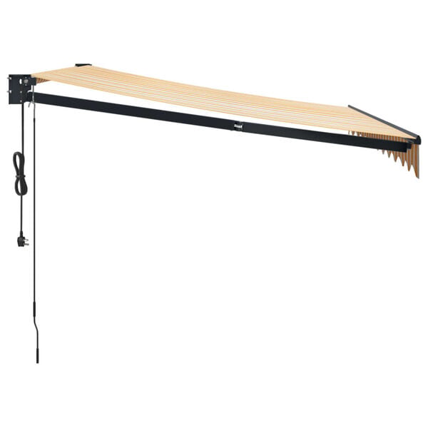 vidaXL Automatisk inf&auml;llbar markis gul och vit 3x2,5 m