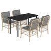 vidaXL Matgrupp f&ouml;r tr&auml;dg&aring;rden med dynor 5 delar mixbeige konstrotting