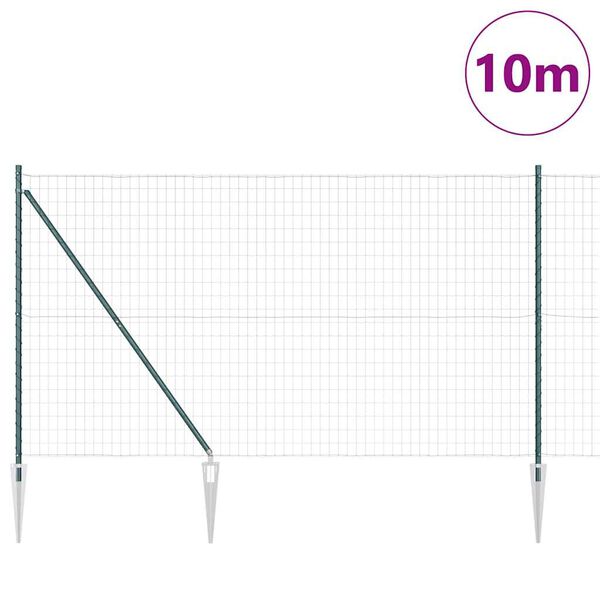 vidaXL Staket med stolpar Gr&ouml;n 1.6 x 10 m St&aring;l