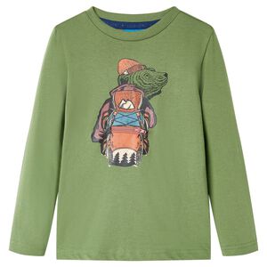 T-shirt med l&aring;nga &auml;rmar f&ouml;r barn ljus khaki 104