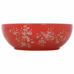 vidaXL Handfat vit och r&ouml;d rund &Phi;41x14 cm keramik