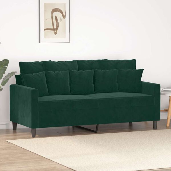 vidaXL Soffa 2-sits m&ouml;rkgr&ouml;n 140 cm sammet