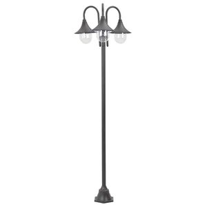 vidaXL Lyktstolpe f&ouml;r tr&auml;dg&aring;rd E27 220 cm aluminium 3 lyktor brons