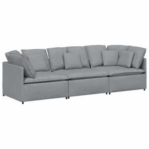 vidaXL Modulsoffa med dynor i tyg ljusgr&aring;