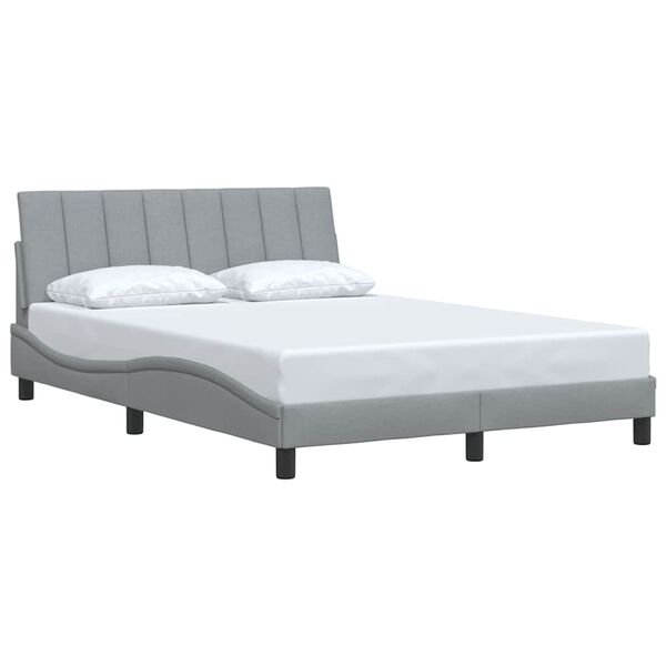 vidaXL Bed Frame without Mattress "Hanko" Light Grey 140x200 cm Fabric
