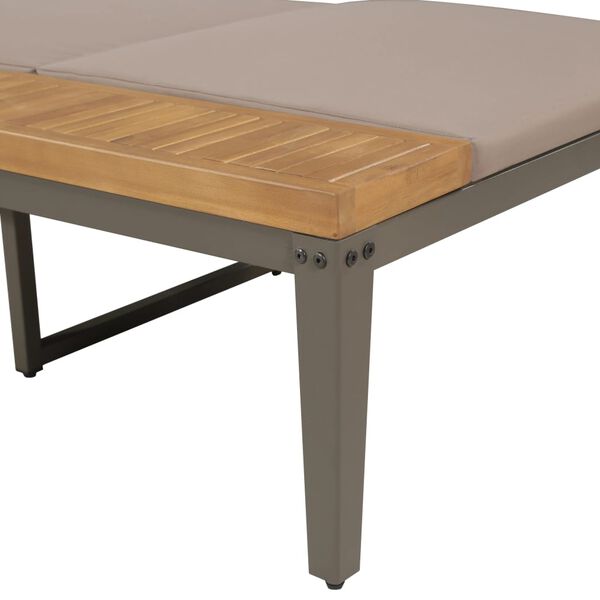 vidaXL Solsäng med dynor massivt akaciaträ brun