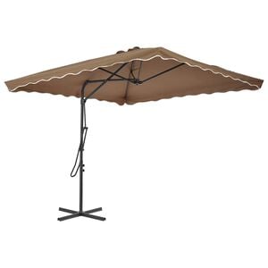 vidaXL Tr&auml;dg&aring;rdsparasoll med st&aring;lst&aring;ng 250x250 cm taupe