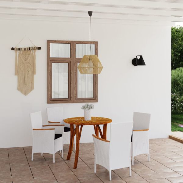 vidaXL Matgrupp f&ouml;r tr&auml;dg&aring;rden 5 delar vit