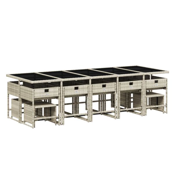 vidaXL Matgrupp f&ouml;r tr&auml;dg&aring;rden med dynor 15 delar ljusgr&aring; konstrotting