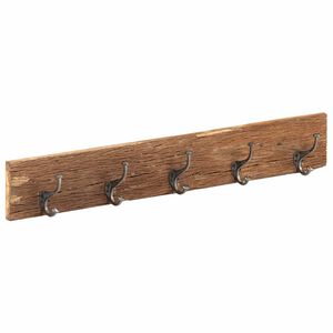 vidaXL Kroklist med 5 krokar 100x2,5x15 cm massivt &aring;tervunnet tr&auml;