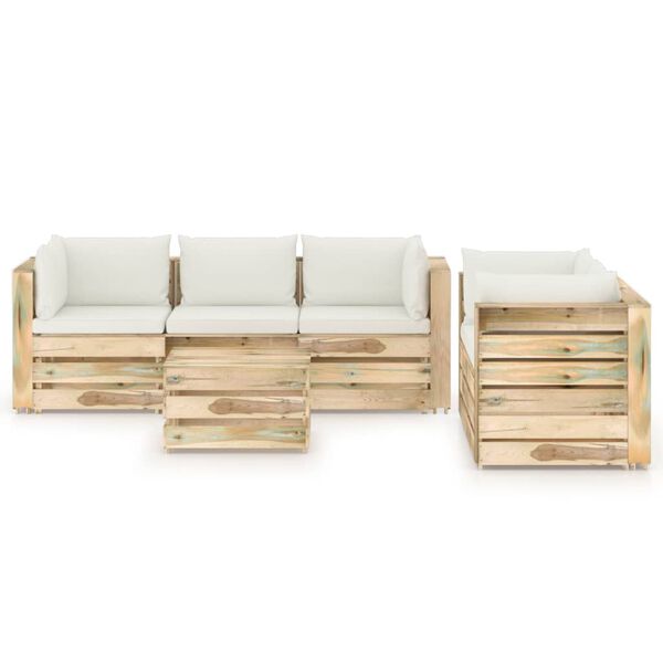 vidaXL Loungegrupp med dynor 6 delar tryckimpregnerat tr&auml;