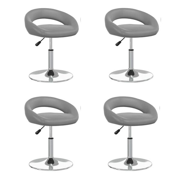 vidaXL Snurrbara matstolar 4 st gr&aring; konstl&auml;der