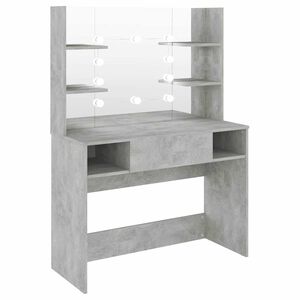 vidaXL Sminkbord med LED-belysning 100x40x135 cm MDF betonggr&aring;