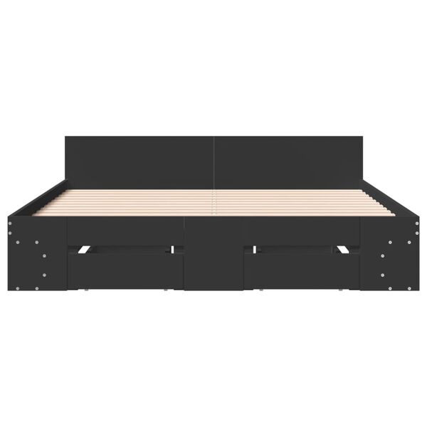 vidaXL S&auml;ngram med l&aring;dor svart 140x200 cm konstruerat tr&auml;