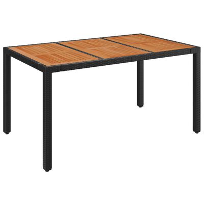 vidaXL Trädgårdsbord med träskiva svart 150x90x75 cm konstrotting
