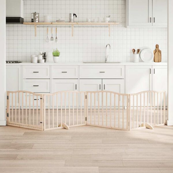 vidaXL Hundgrind med d&ouml;rr vikbar 4 paneler 320 cm poppel