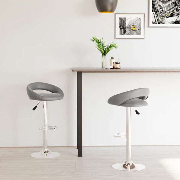 vidaXL Barstolar 2 st gr&aring; konstl&auml;der