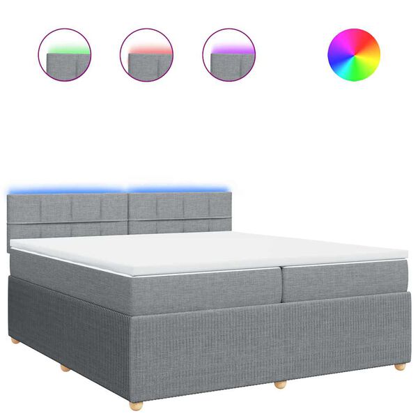 vidaXL Rams&auml;ng med madrass ljusgr&aring; 200x200 cm tyg