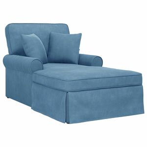 vidaXL Chaise Lounge med Kjol 3 st Bl&aring; Kordread tyg 91 x 157 x 91 cm