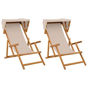 vidaXL Deck Chair 2 st 3 Position Massiv Eukalyptus Tr&auml; Beige