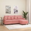 vidaXL 3-sitssoffa med fotpall rosa 180 cm sammet
