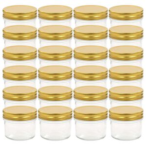 vidaXL Syltburkar i glas med guldf&auml;rgade lock 24 st 110 ml