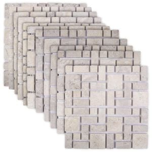 vidaXL Mosaikplattor Gr&auml;ddvit 30 x 30 cm Marmor