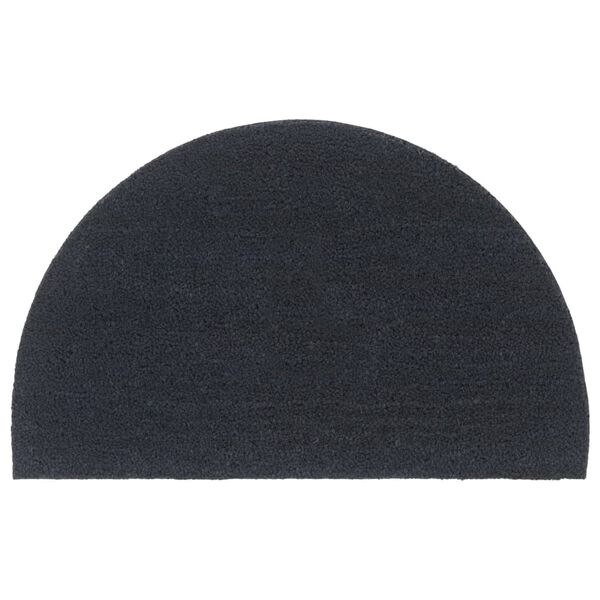 vidaXL D&ouml;rrmatta m&ouml;rkgr&aring; halvrund 50x80 cm tuftad kokos