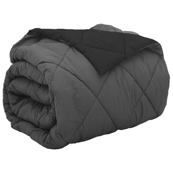 vidaXL Full &Aring;rs-Duvet Svart och Anthracit 220 x 240 cm Mikrofiber